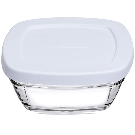 Szklane miski z pokrywkami 4 szt. kwadratowe kolorowe 200ml Pasabahce