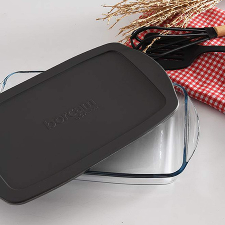 Prostokątna forma do pieczenia 3,85L Szklane naczynie żaroodporne z pokrywką Pasabahce