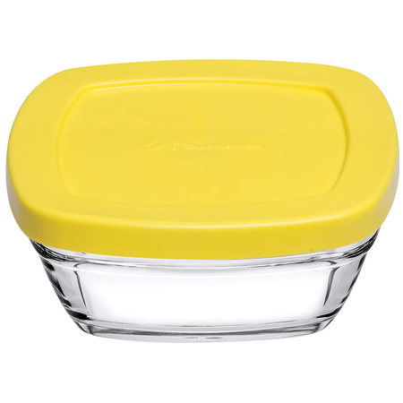 Szklane miski z pokrywkami 4 szt. kwadratowe kolorowe 200ml Pasabahce