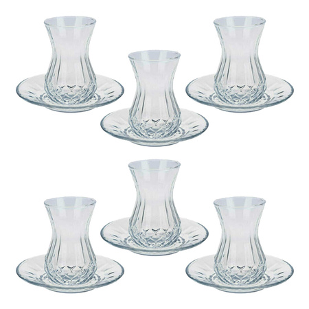 Zestaw szklanek do tureckiej herbaty kawy Tulipanki z podstawkami 6+6 el. 165ml France Home