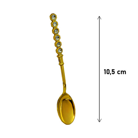 Małe łyżeczki do herbaty, kawy, deserów z cyrkoniami Złote 10,5 cm Roland Germany