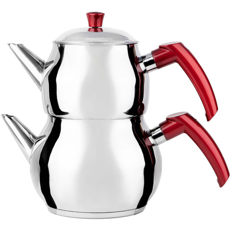 Czajnik do parzenia tureckiej herbaty 1,6L czerwone uchwyty