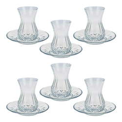 Zestaw szklanek do tureckiej herbaty kawy Tulipanki z podstawkami 6+6 el. 165ml France Home
