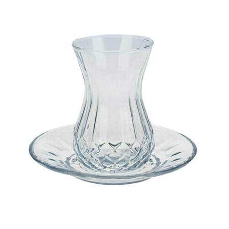Zestaw szklanek do tureckiej herbaty kawy Tulipanki z podstawkami 6+6 el. 165ml France Home