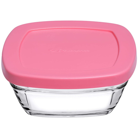 Szklane miski z pokrywkami 4 szt. kwadratowe kolorowe 200ml Pasabahce