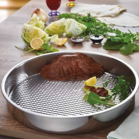 Taca stalowa okrągła tacka 38cm Głęboka Do serwowania, Cig kofte, kelnerska