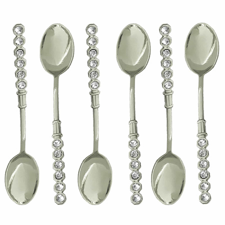 Małe łyżeczki do herbaty, kawy, deserów z cyrkoniami Srebrne 10,5 cm Roland Germany