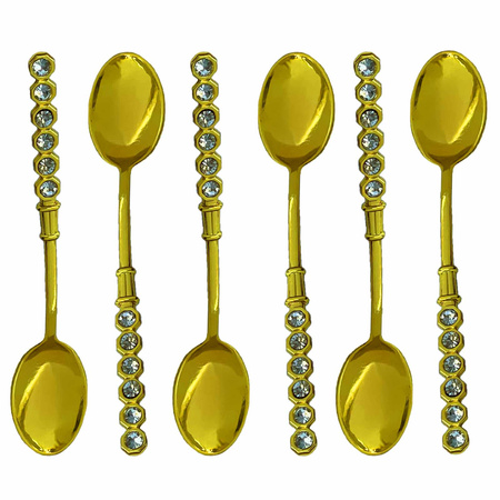 Małe łyżeczki do herbaty, kawy, deserów z cyrkoniami Złote 10,5 cm Roland Germany