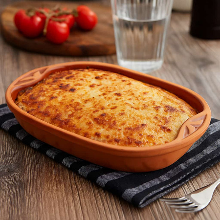 Naczynie Żaroodporne Gliniane Forma do zapiekania Owalna 36x22cm 1600ml Kamionka