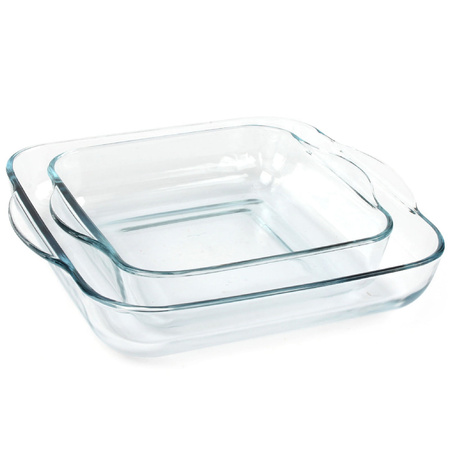 Naczynia żaroodporne Kwadratowe 2 szt. Formy do pieczenia 28cm + 22cm Komplet Pasabahce
