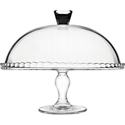 Patera szklana 32 cm z Nóżką i Kloszem Okrągła Pasabahce