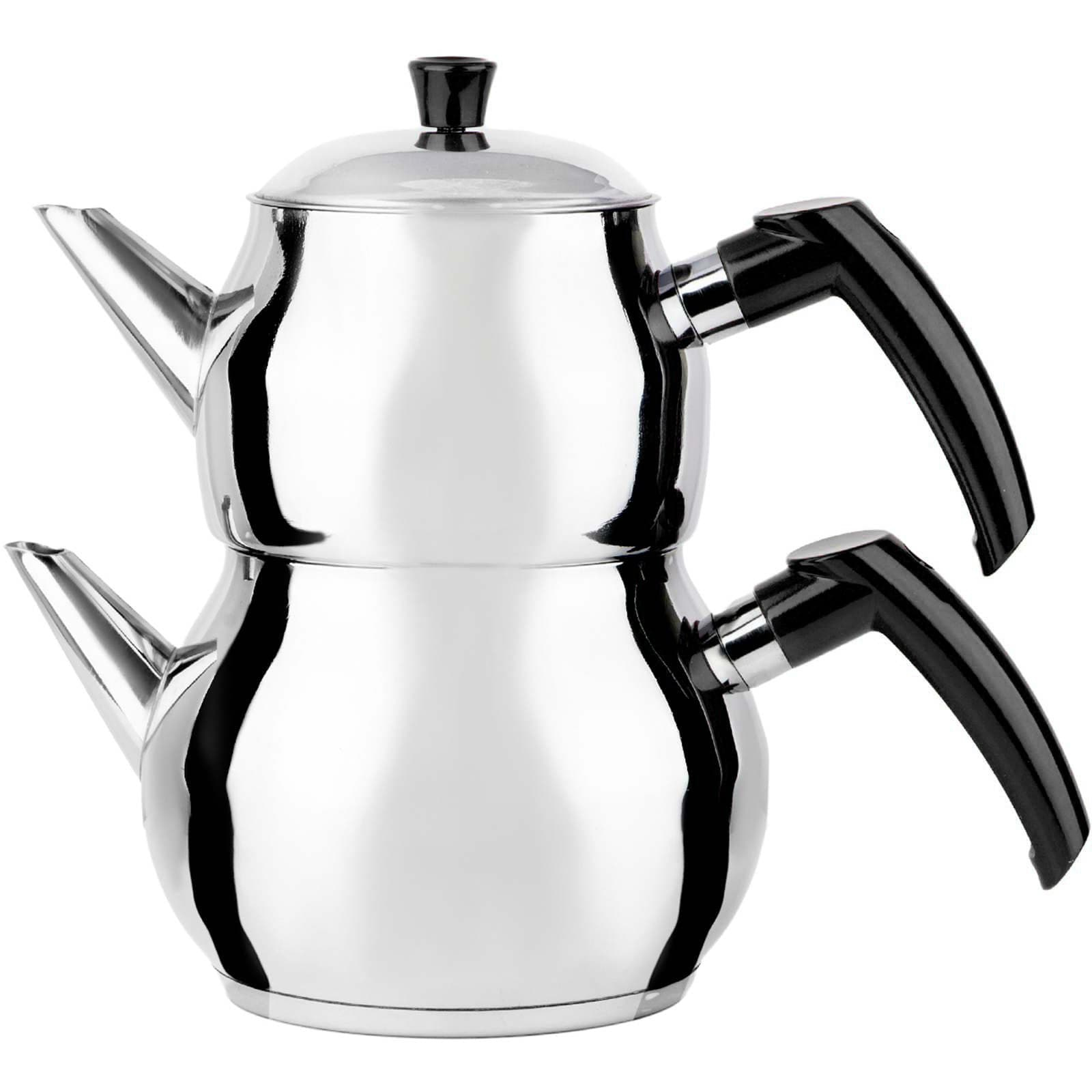 Czajnik do parzenia herbaty po turecku z rączkami w kolorze czarnym 1 litr